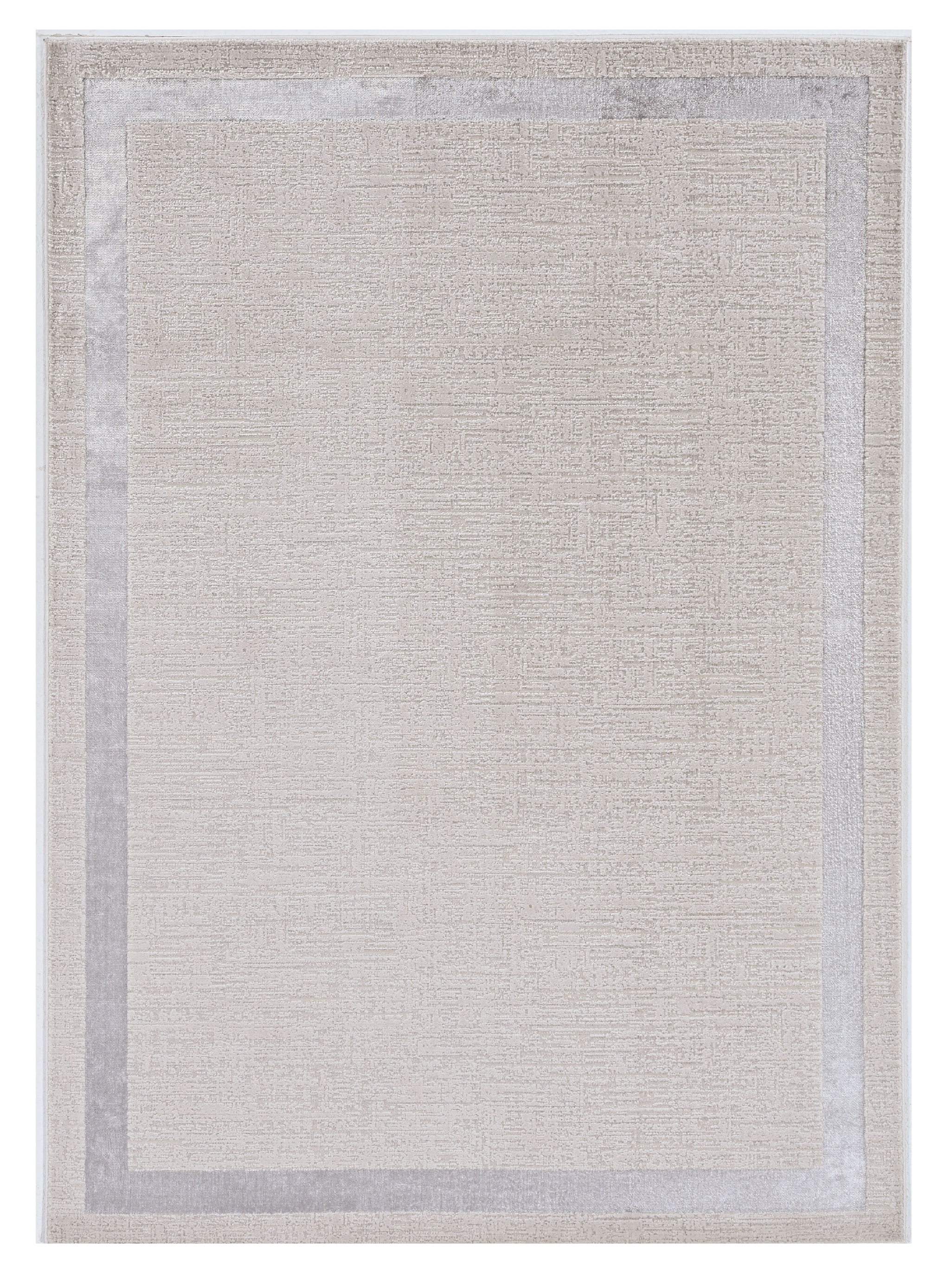 10'X13' Ivory Silver Machine Woven Bordered Indoor Area Rug