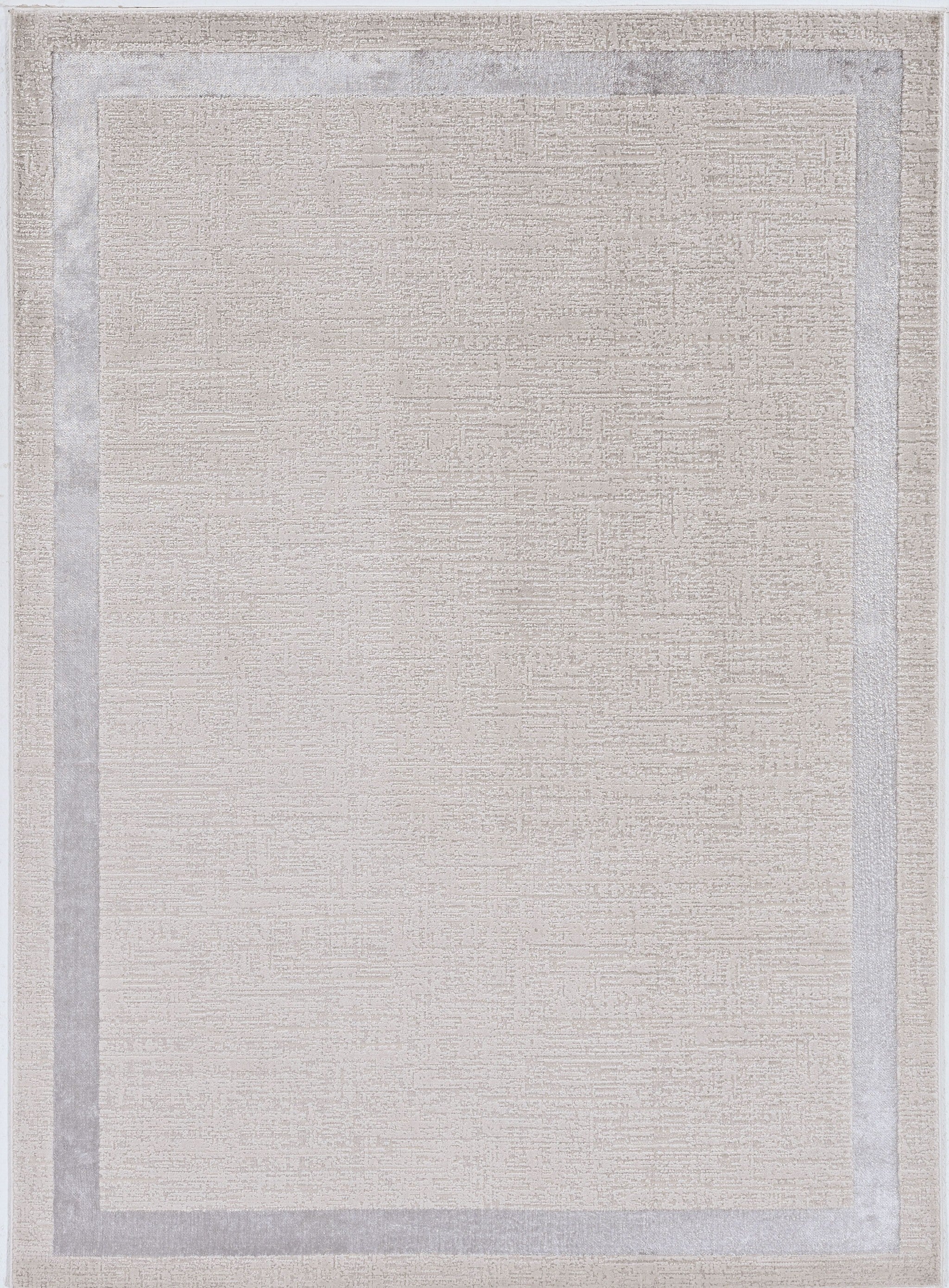 10'X13' Ivory Silver Machine Woven Bordered Indoor Area Rug