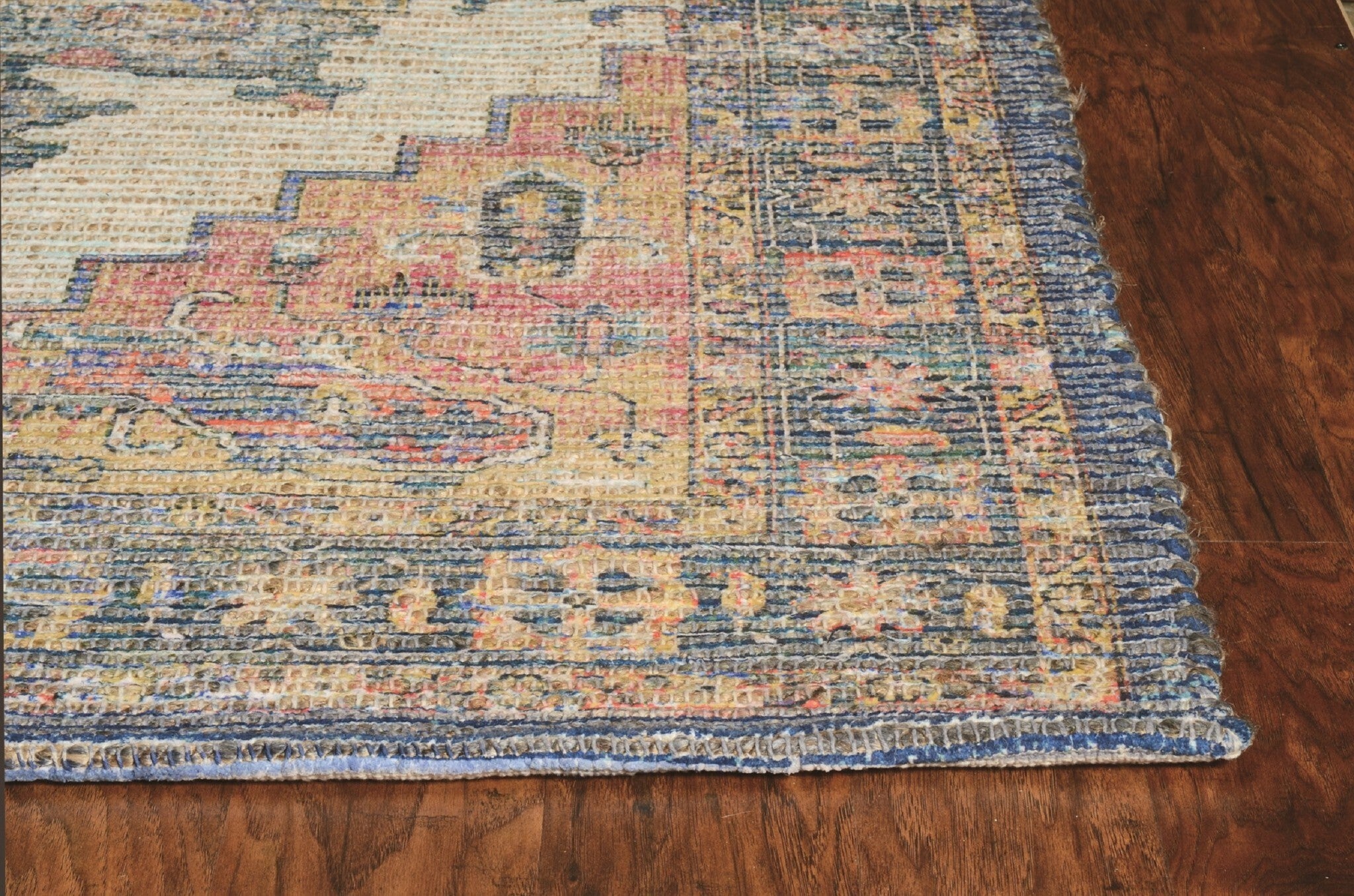 3'X5' Teal Blue Machine Woven Diamond Medallion Indoor Area Rug