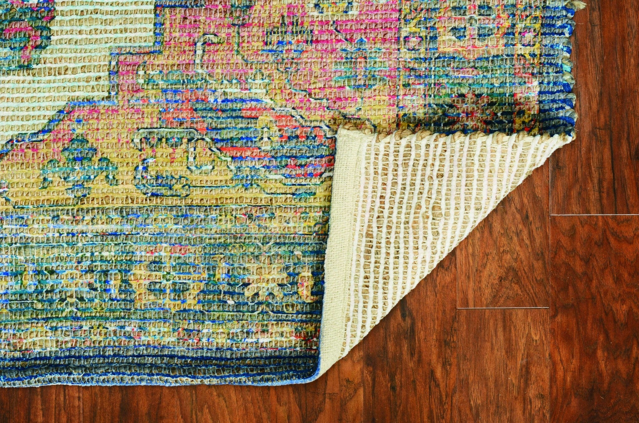 8'X10' Blue Orange Hand Woven Diamond Medallion Indoor Area Rug