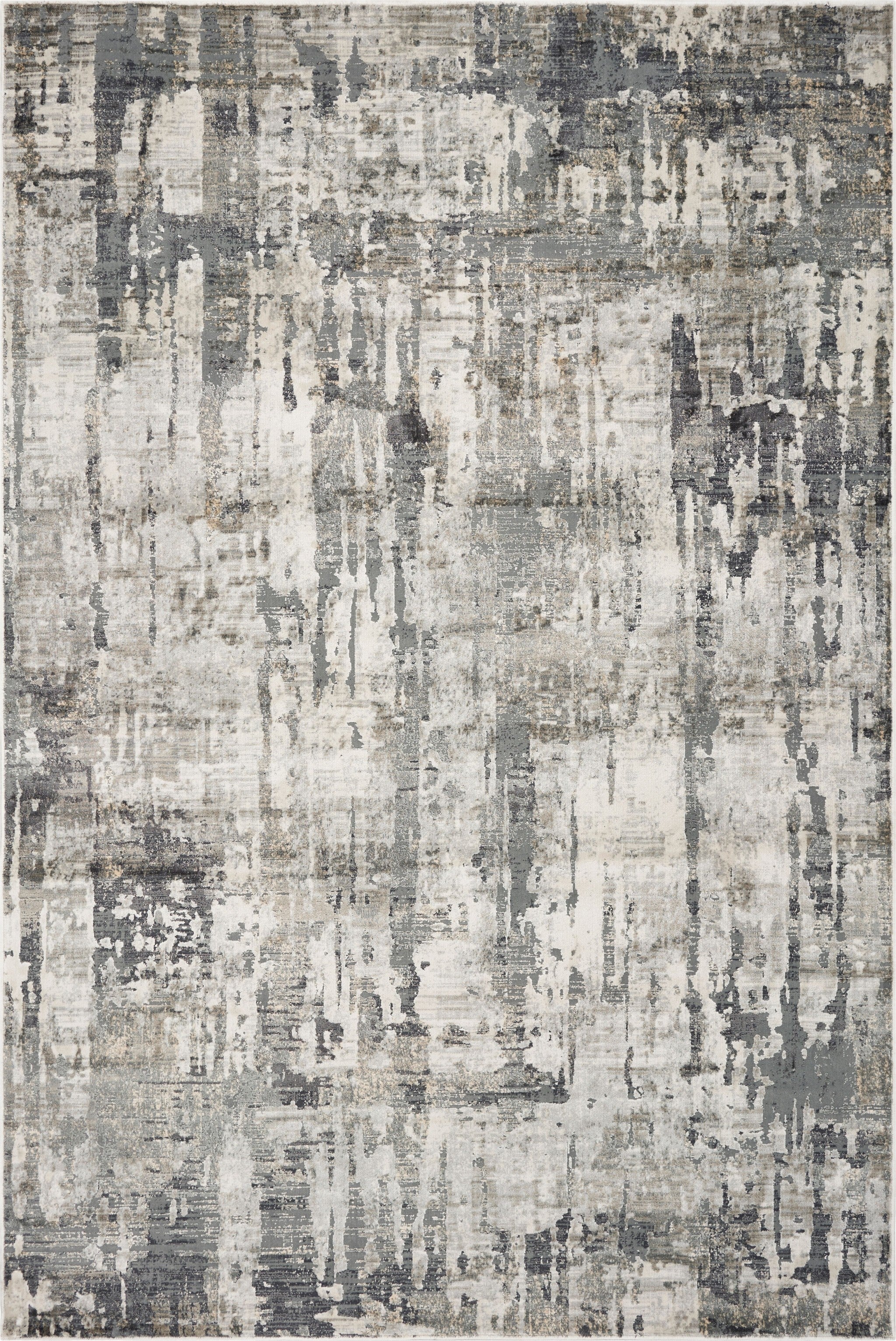 3'X5' Grey Machine Woven Abstract Drip Indoor Area Rug
