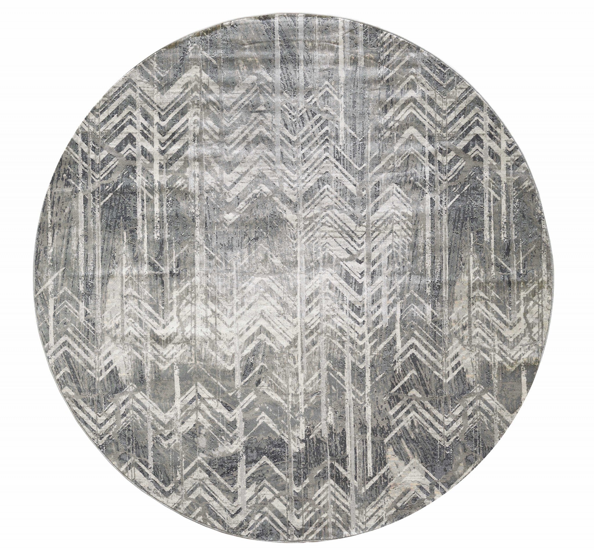 3' X 5' Grey Zigzag Pattern Viscose Area Rug