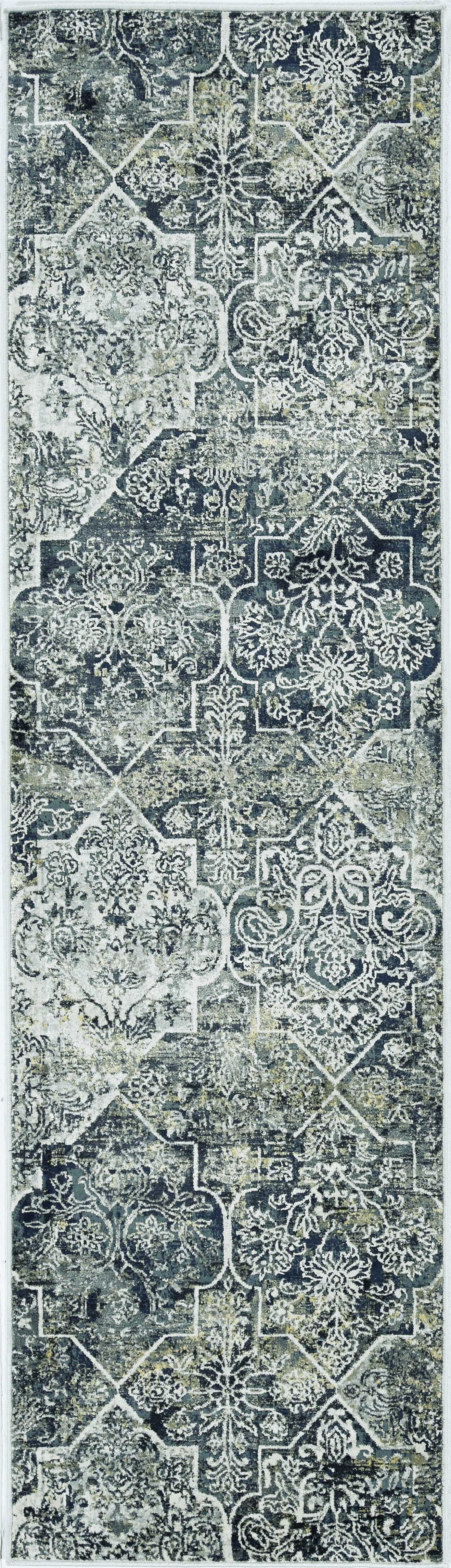8'X11' Grey Machine Woven Traditional Quatrefoil Indoor Area Rug