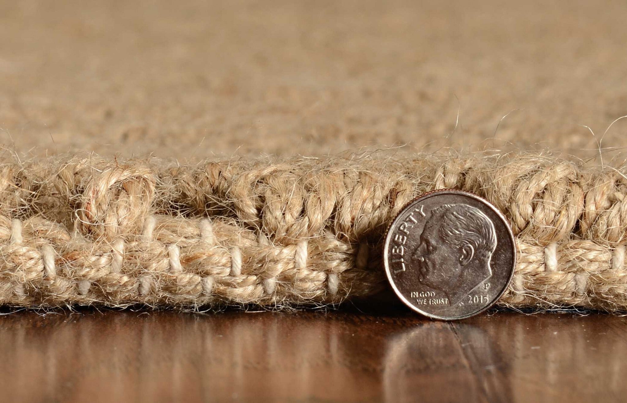 8' Natural Beige Hand Woven Herringbone Jute Indoor Runner Rug