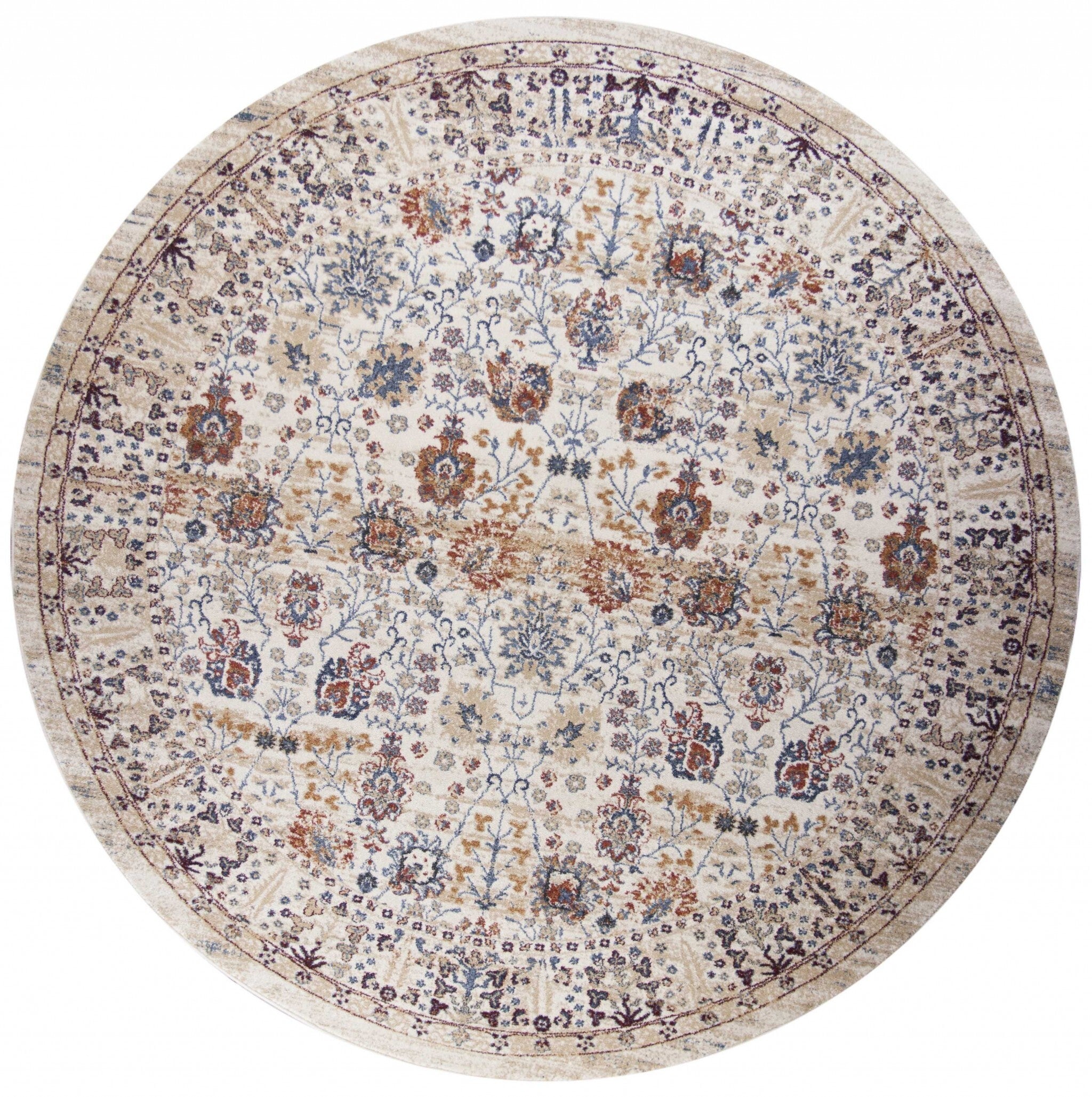 5' X 8' Beige Traditional Mosaic Indoor Area Rug