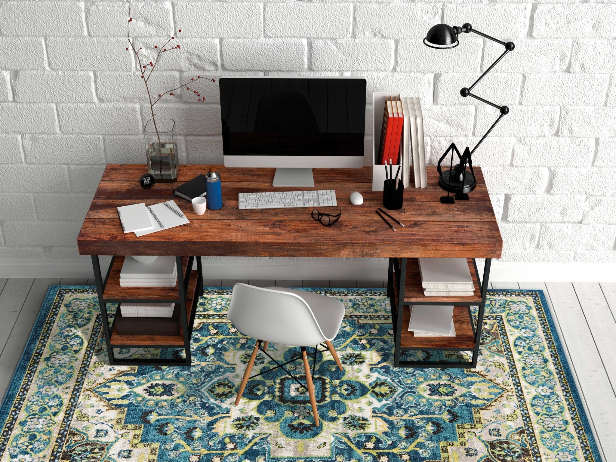 5'X8' Teal Machine Woven Polypropylene Area Rug