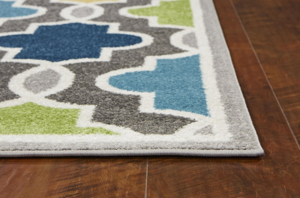 2' X 7' Modern Gray With Pops Of Color Area Rug