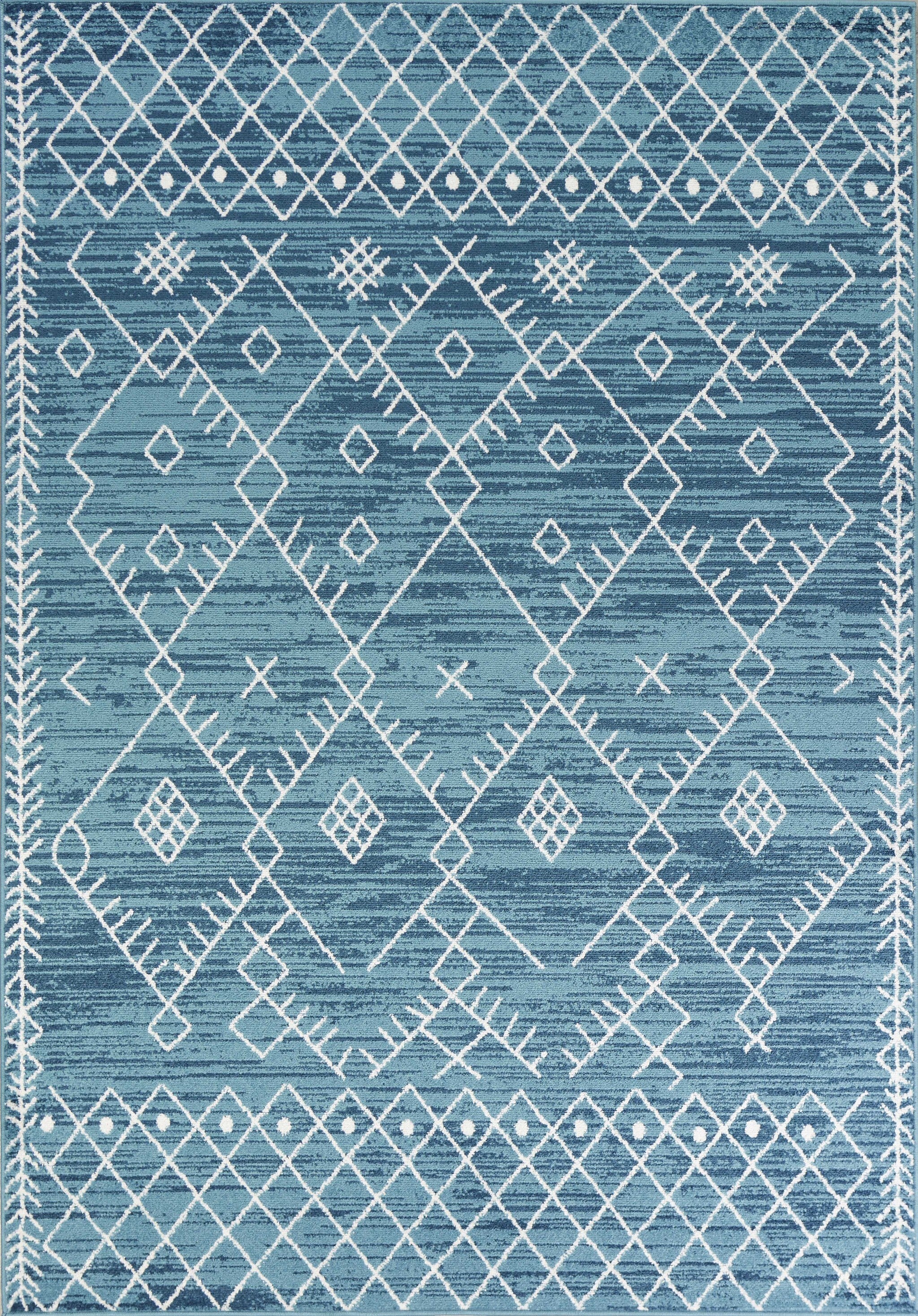 8' X 11' Ocean Blue Boho Geometric Indoor Area Rug - Buy Rugs