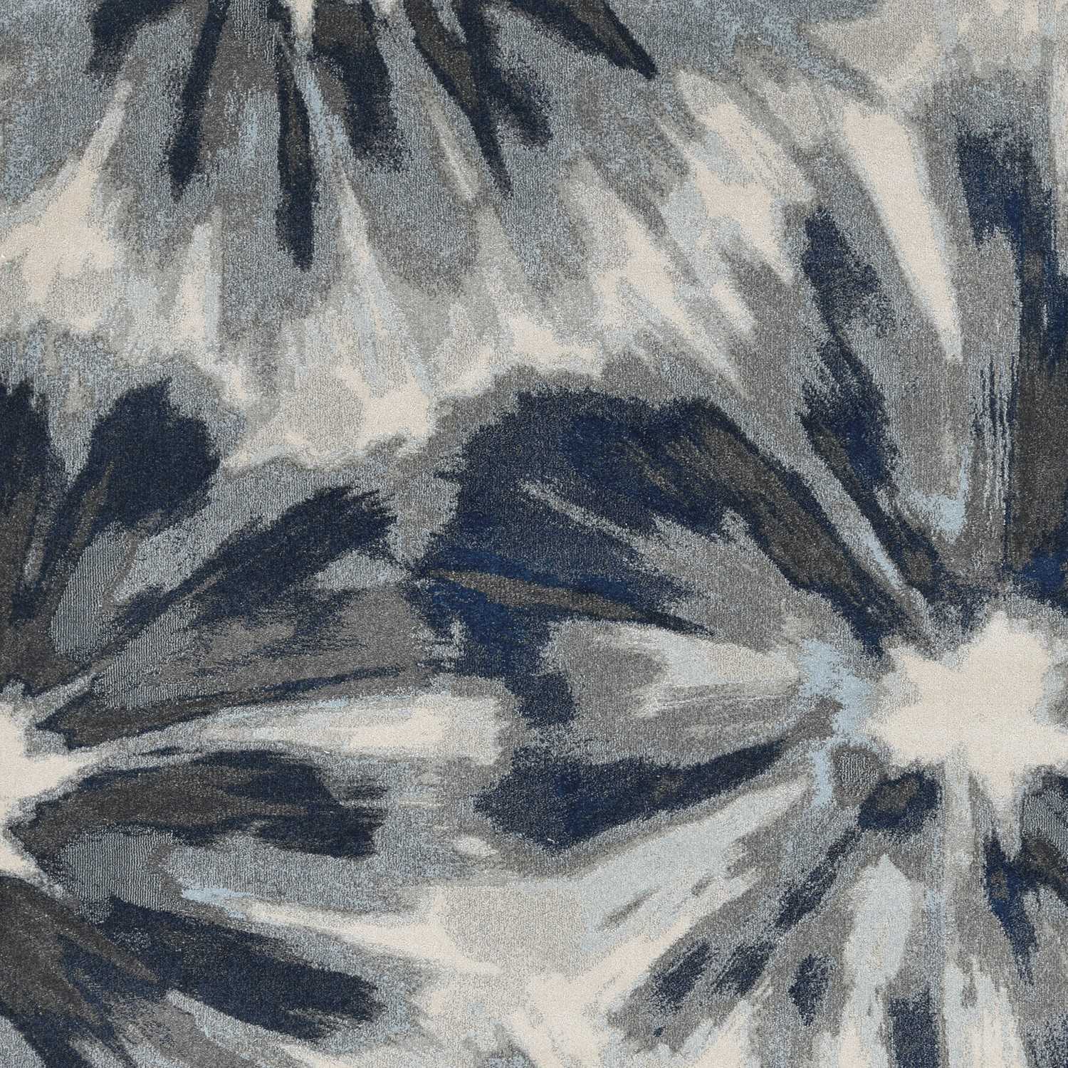 10'X13' Ivory Blue Machine Woven Floral Indoor Area Rug
