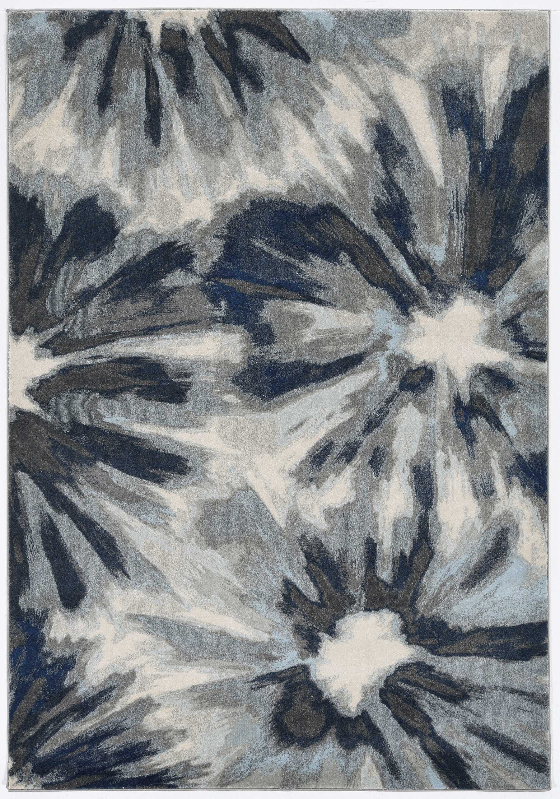 10'X13' Ivory Blue Machine Woven Floral Indoor Area Rug