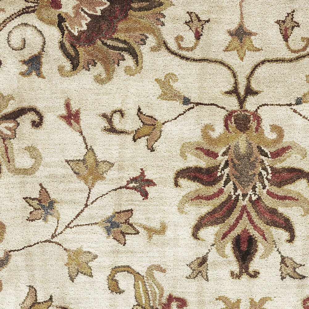3'X5' Champagne Beige Hand Tufted Wool Traditional Floral Indoor Area Rug