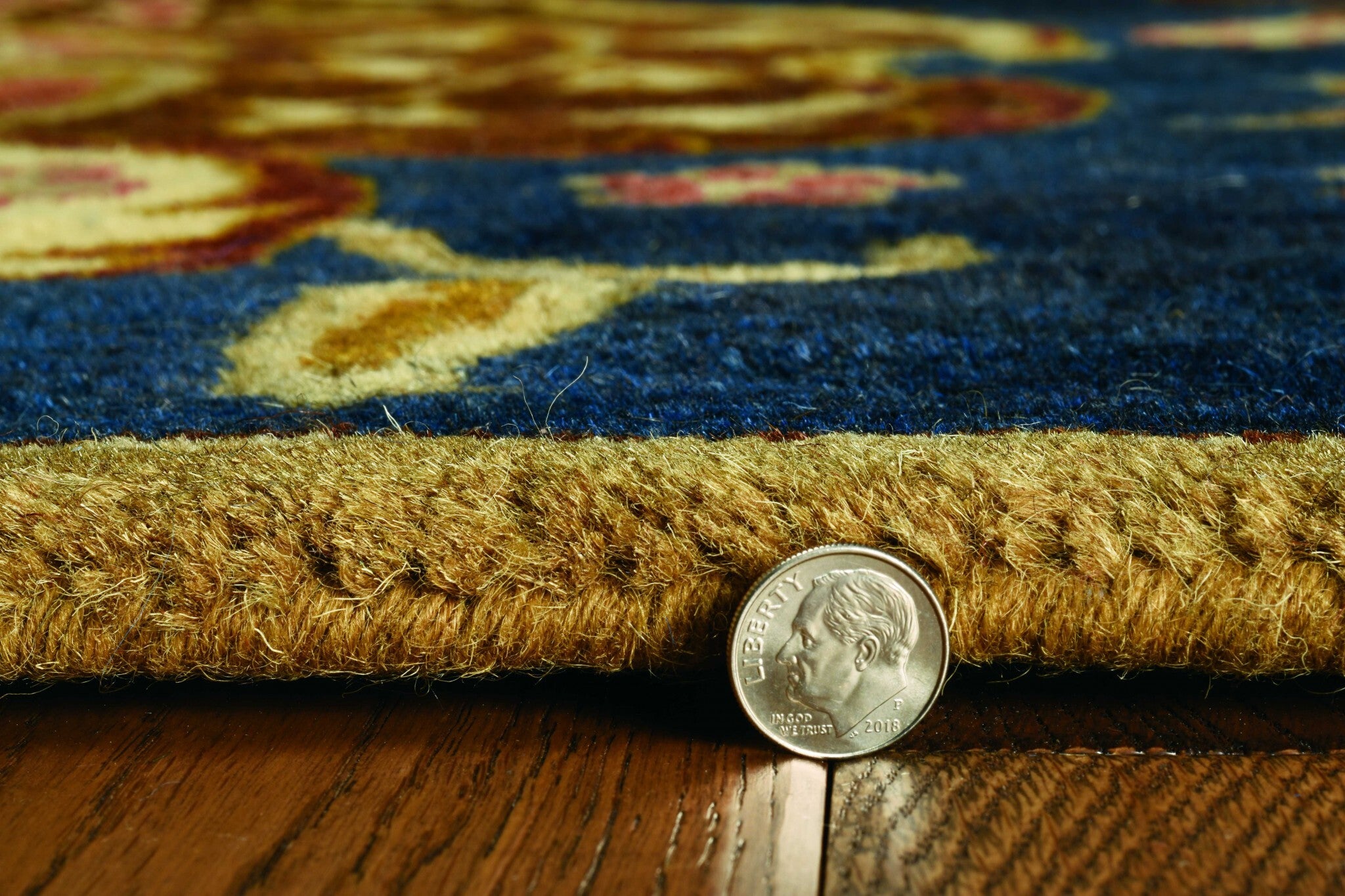 9'X13' Navy Blue Hand Tufted Floral Indoor Area Rug