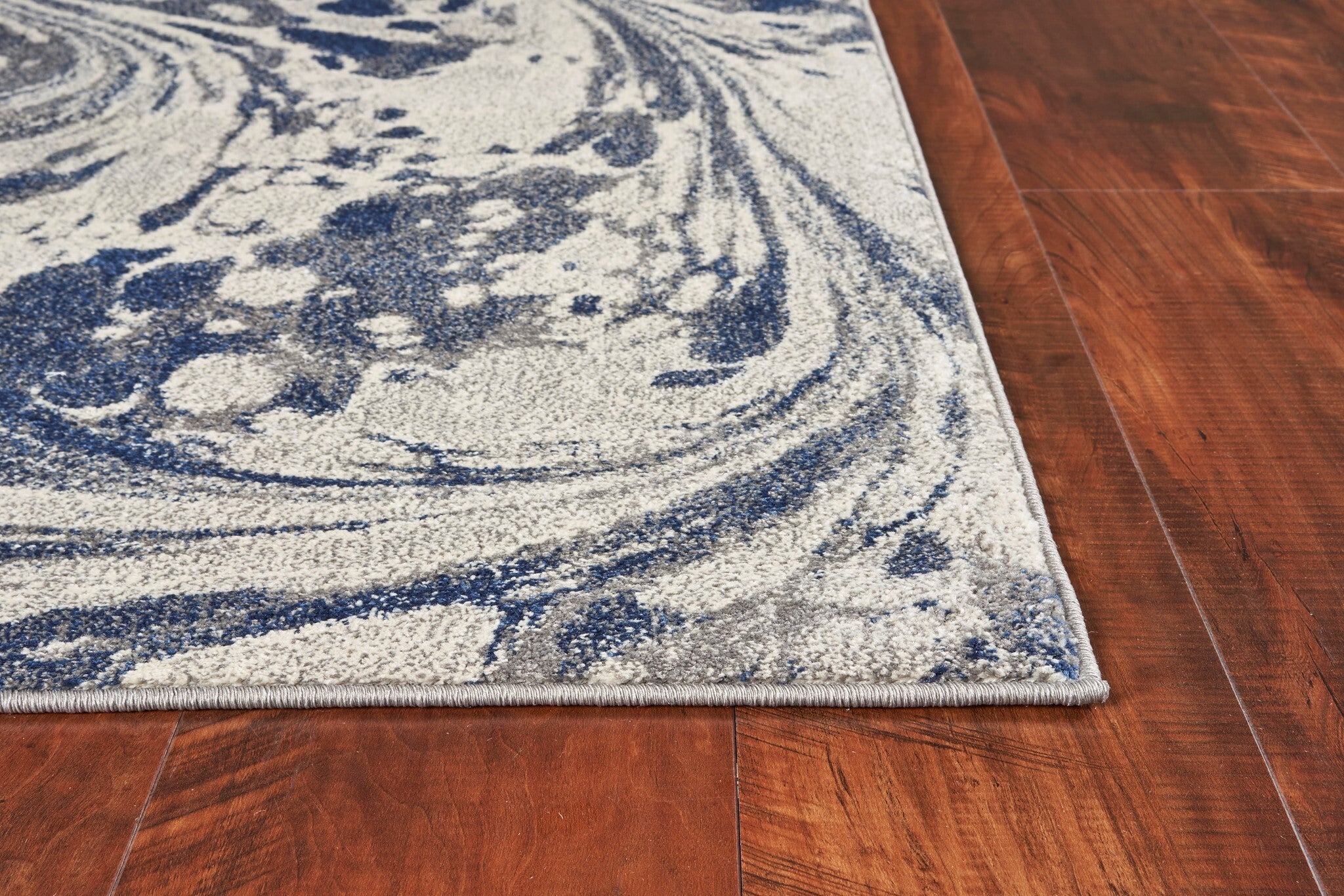 8'X10' Grey Blue Machine Woven Abstract Marble Indoor Area Rug