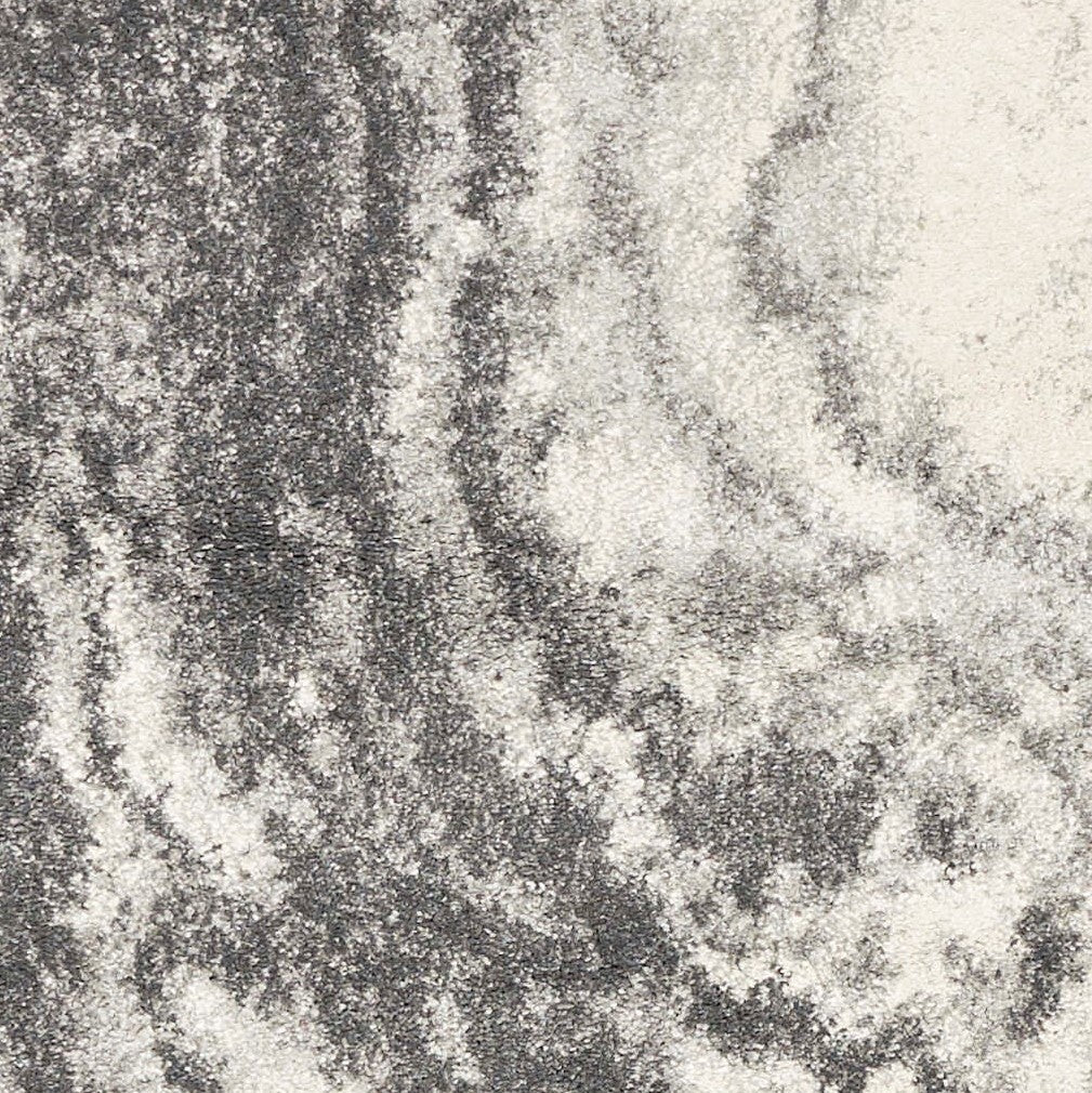 8'X10' Ivory Grey Machine Woven Abstract Marble Indoor Area Rug