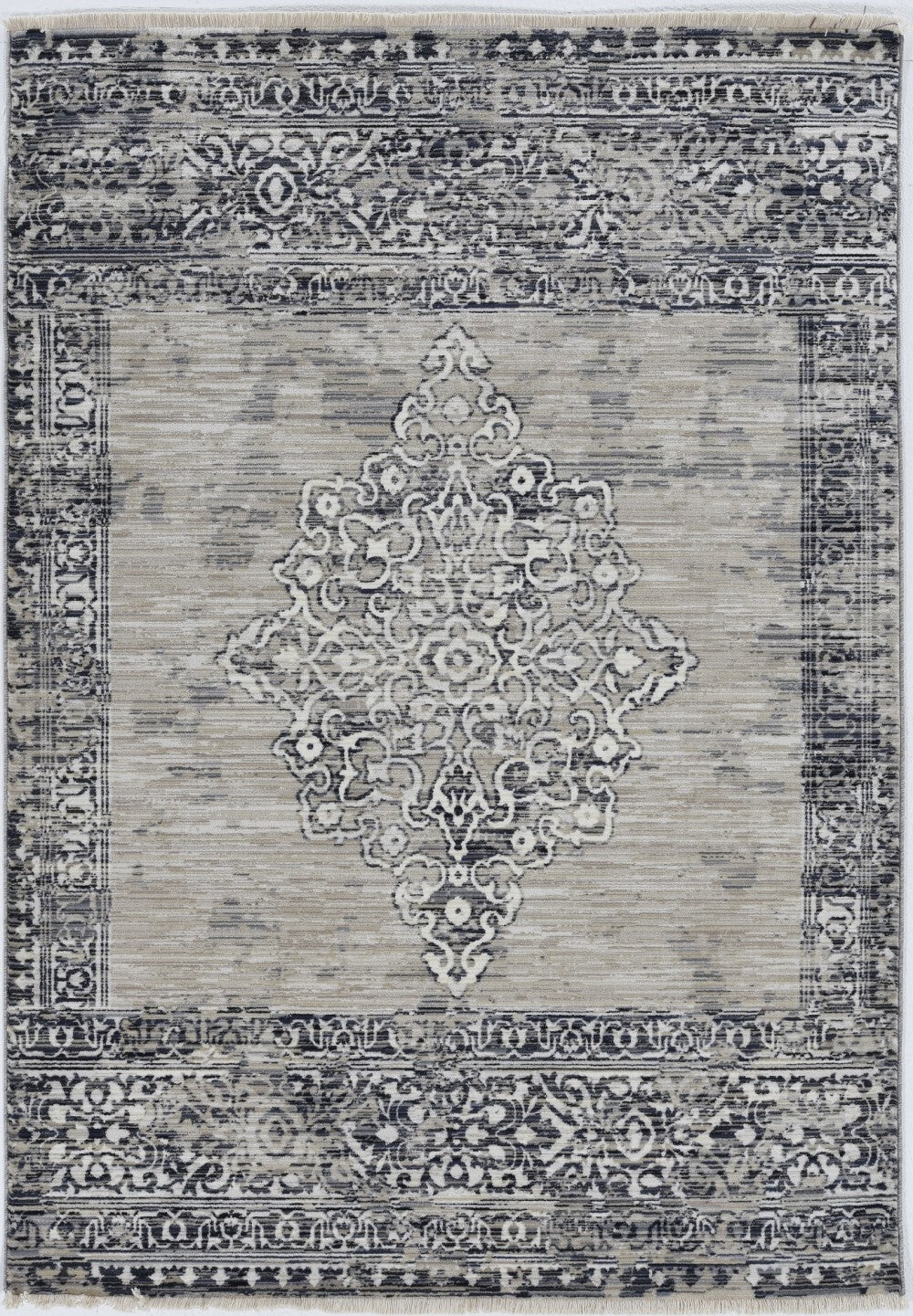 8' X 10' Sand And Charcoal Diamond Area Rug
