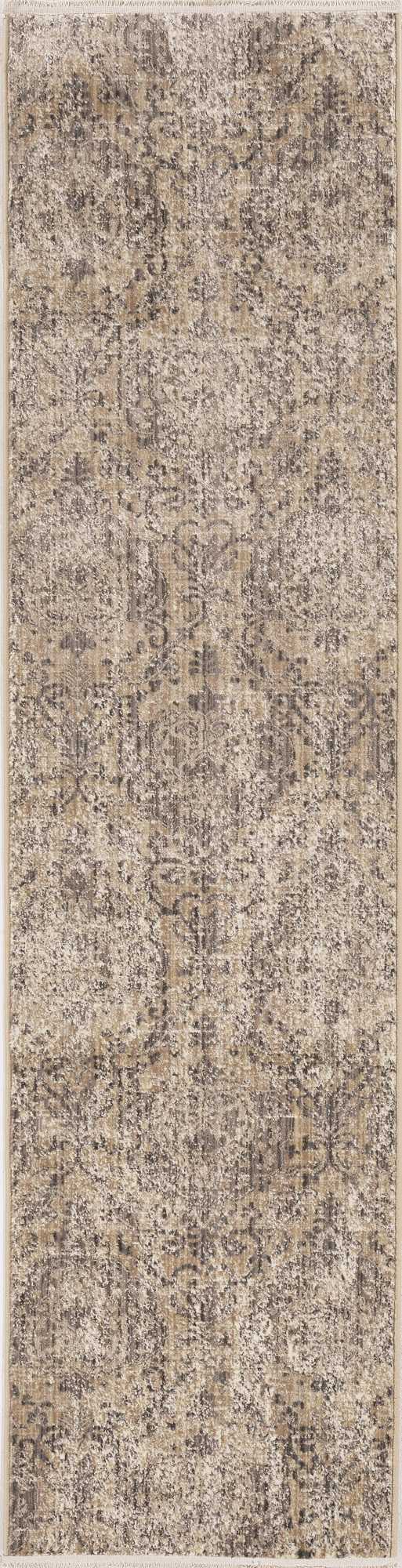 8' Sand Or Charcoal Polypropylene Runner Rug