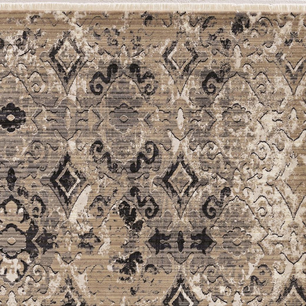 8'X10' Ivory Beige Machine Woven Distressed Traditional Indoor Area Rug