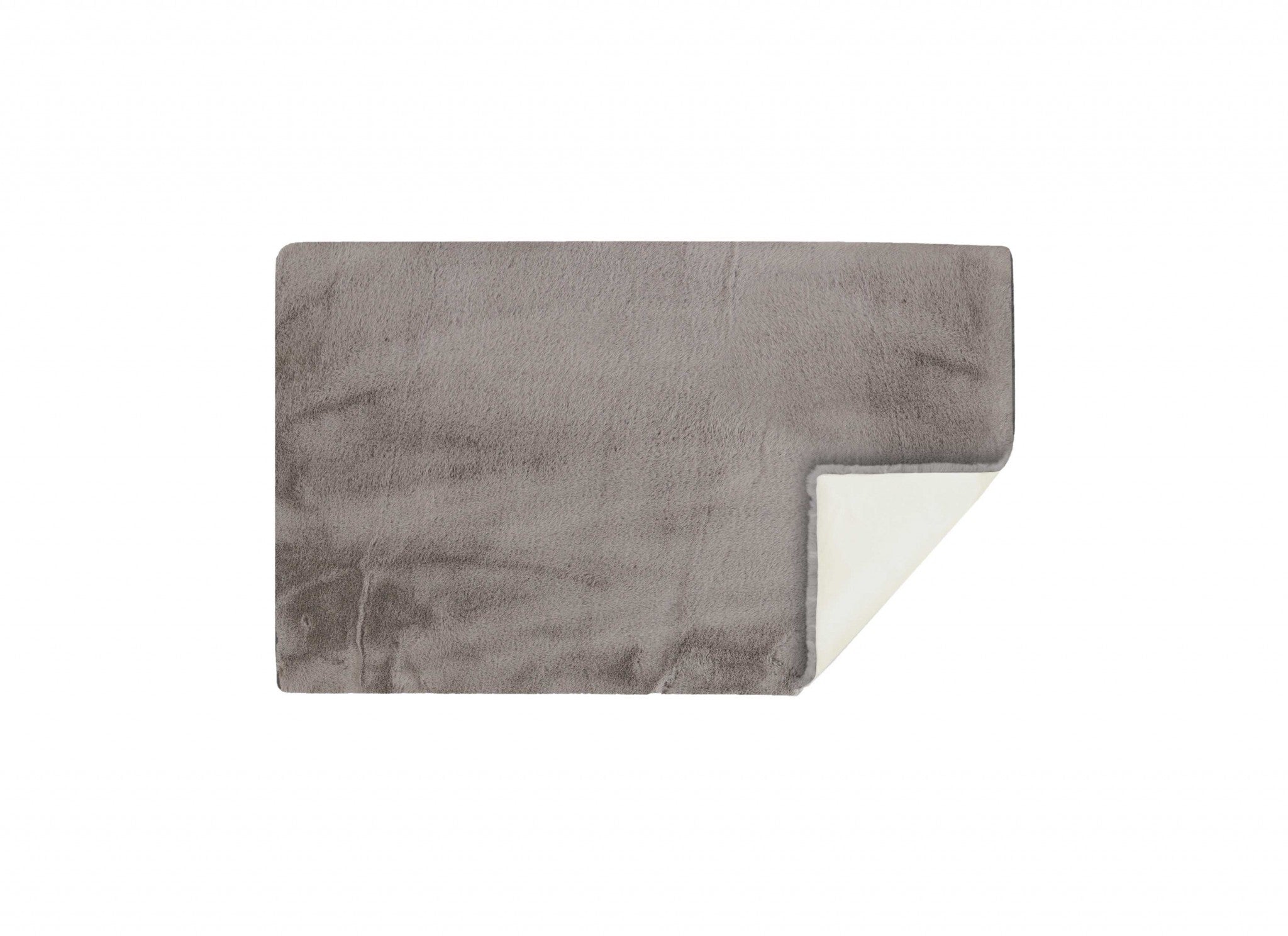 Luxe Faux Rabbit Fur Rectangular Rug 3' X 5' - Grey
