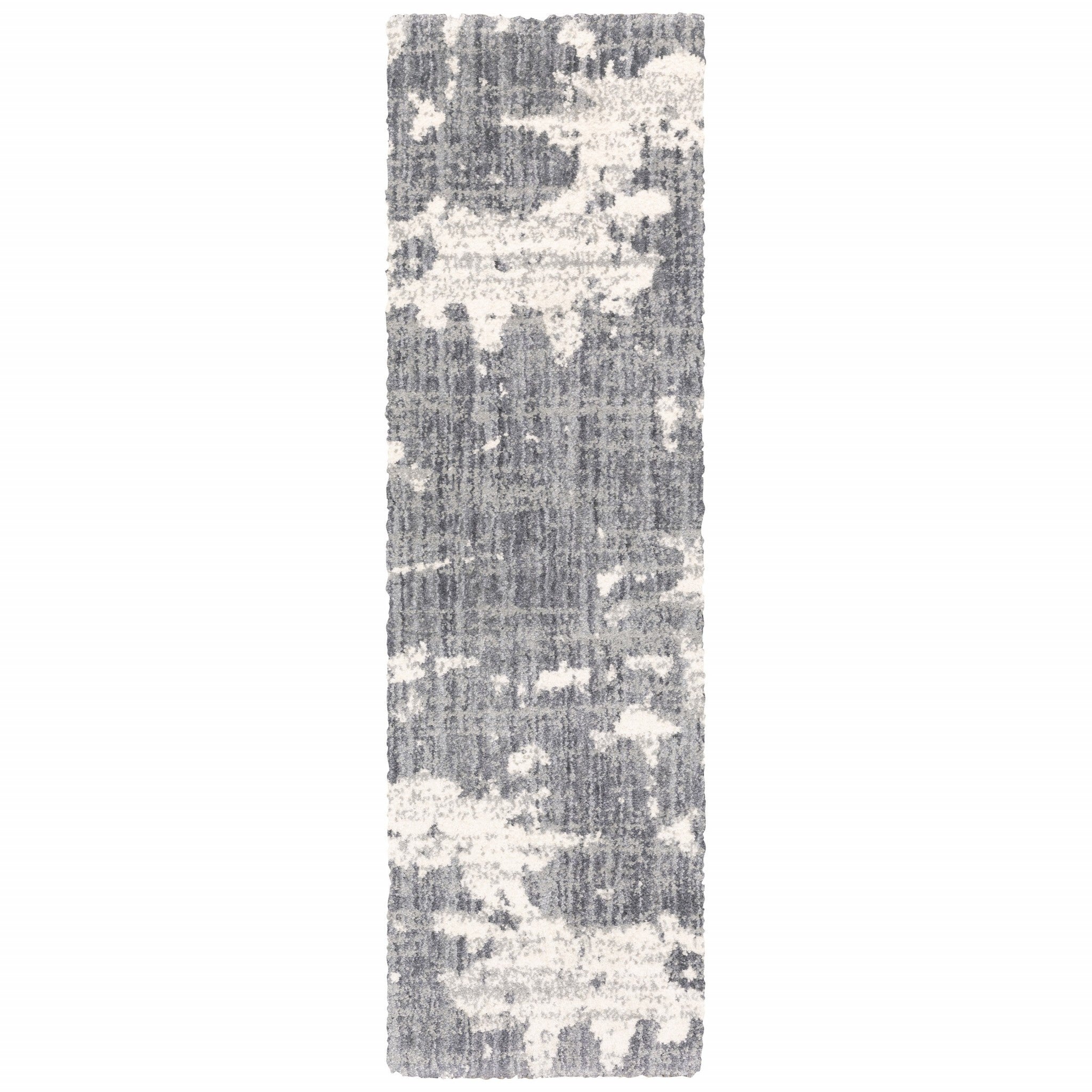 2'X8' Grey And Ivory Grey Matter Runner Rug