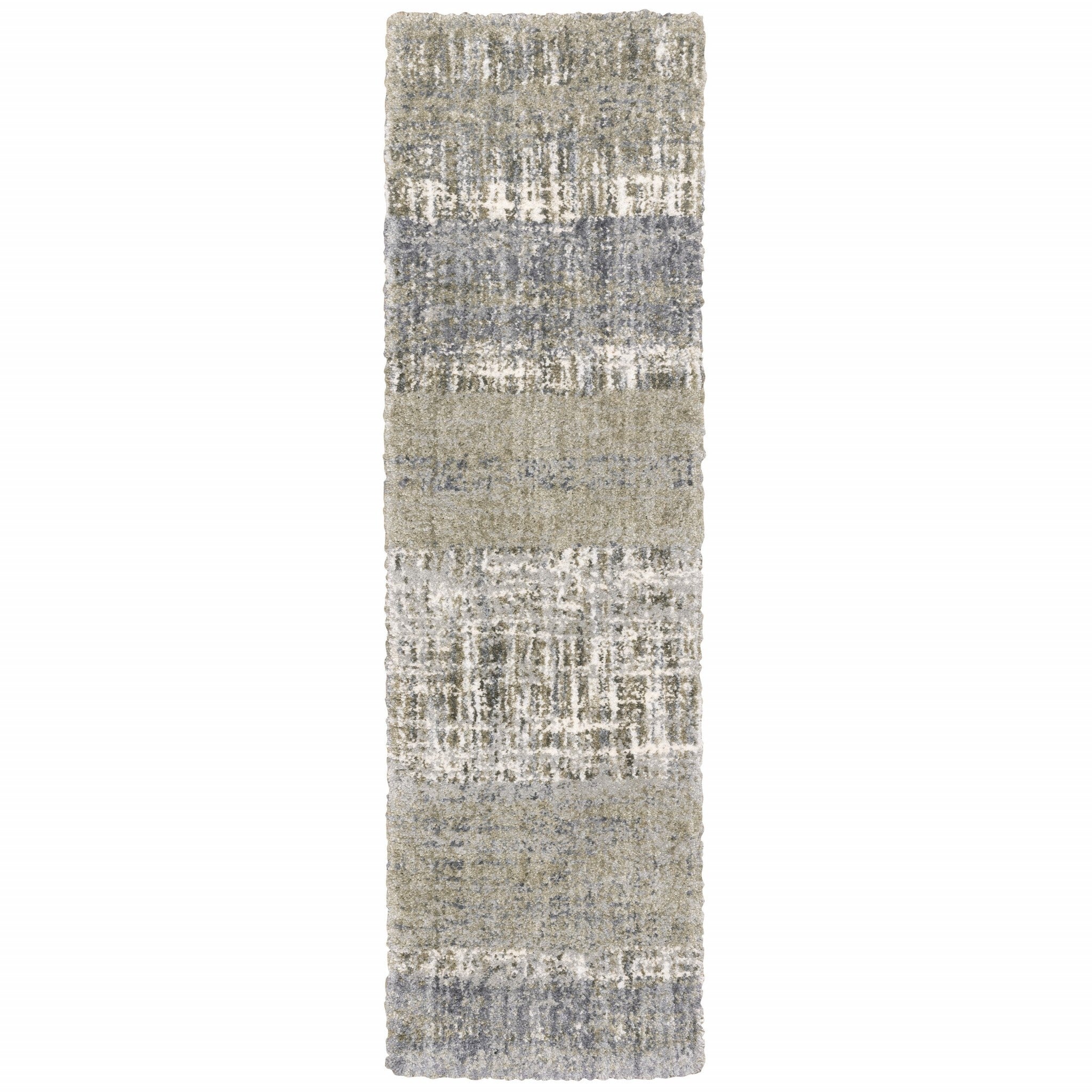 2'X8' Grey And Ivory Abstract Lines Runner Rug