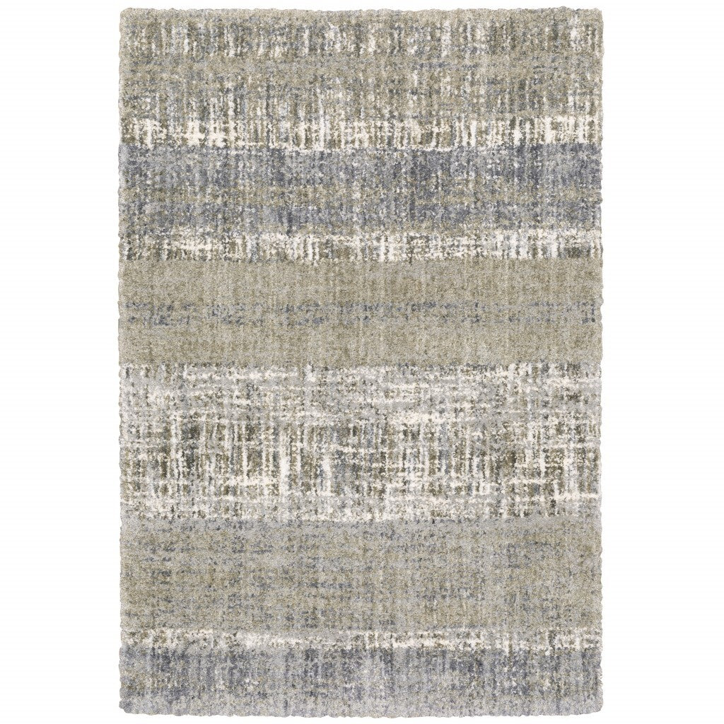 5'X8' Grey And Ivory Abstract Lines Area Rug