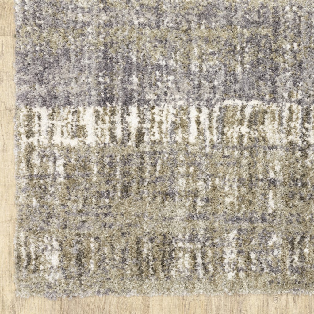 5'X8' Grey And Ivory Abstract Lines Area Rug