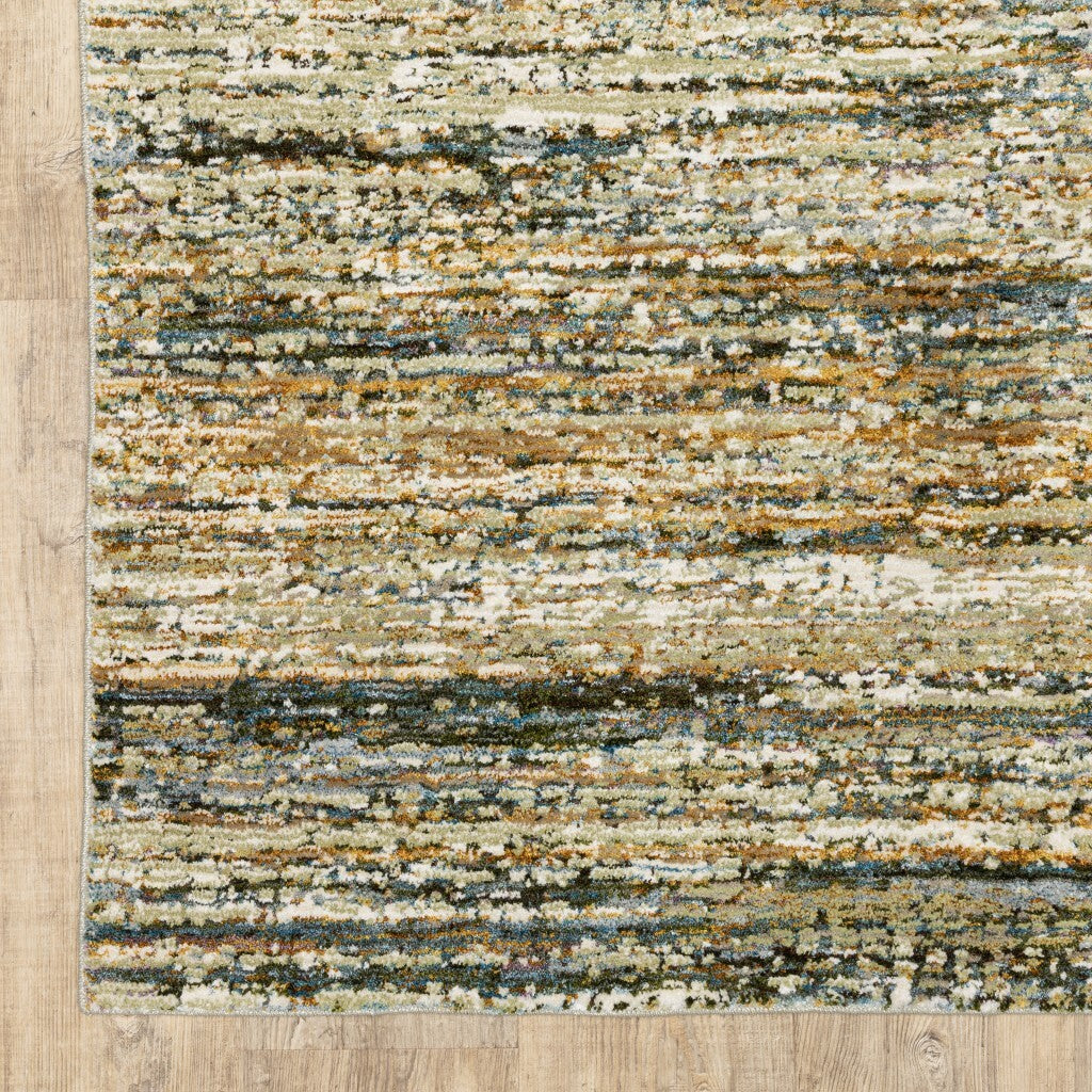 10'X14' Gold And Green Abstract Area Rug