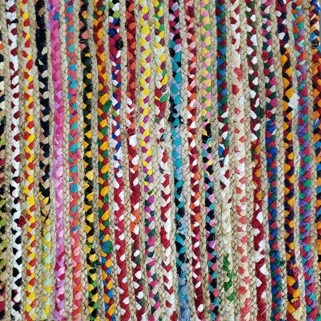 2' X 3' Rainbow Colors Jute Rag Braided Scatter Rug