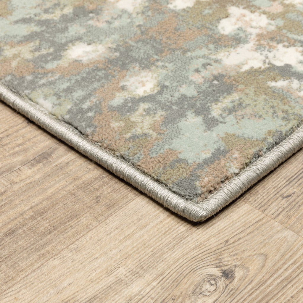 5' X 8' Ivory Gray Abstract Ikat Indoor Area Rug