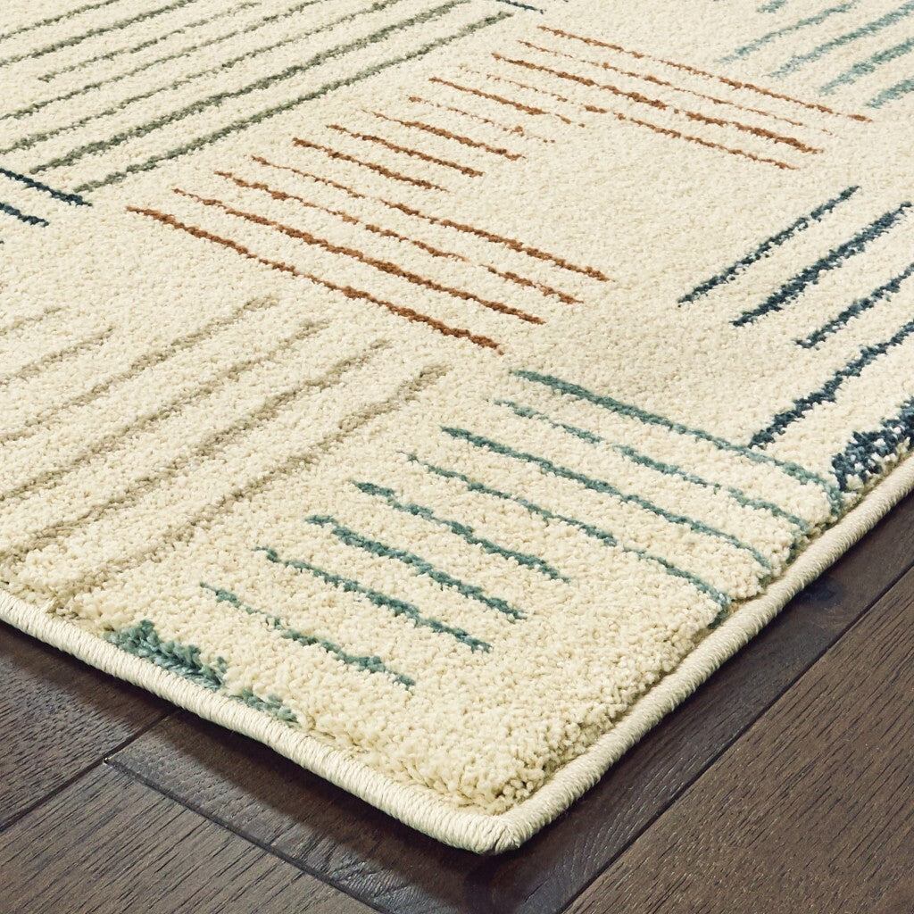 8' Ivory Multi Neutral Tone Scratch Indoor Runner Rug