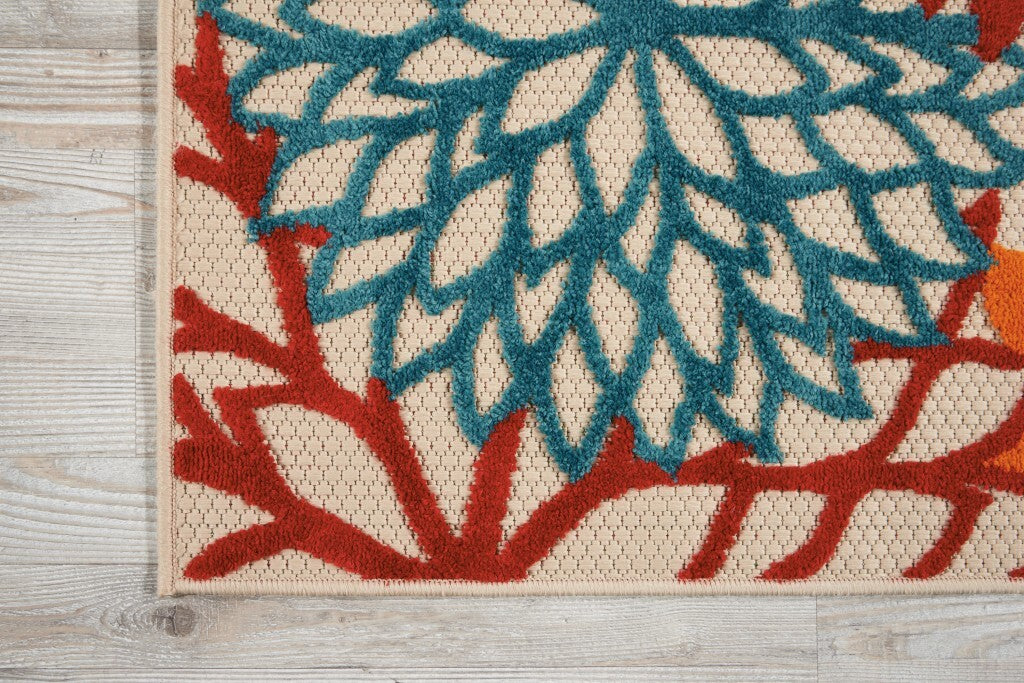 3' X 4' Green Floral Indoor Outdoor Area Rug