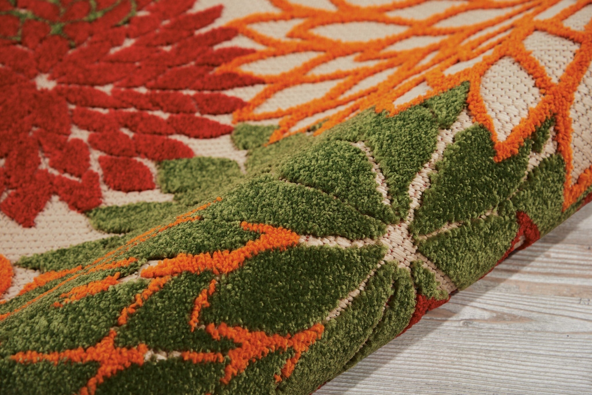 3' X 4' Green Floral Indoor Outdoor Area Rug