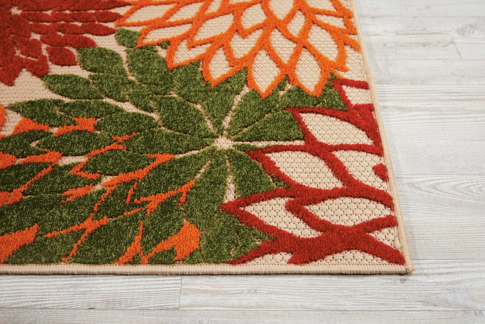 3' X 4' Green Floral Indoor Outdoor Area Rug