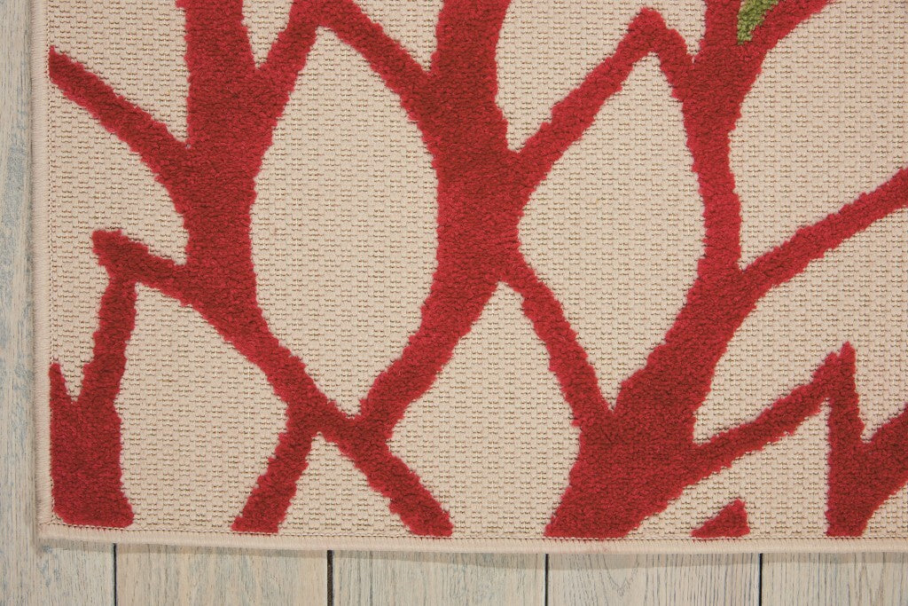 4' X 6' Green Floral Indoor Outdoor Area Rug