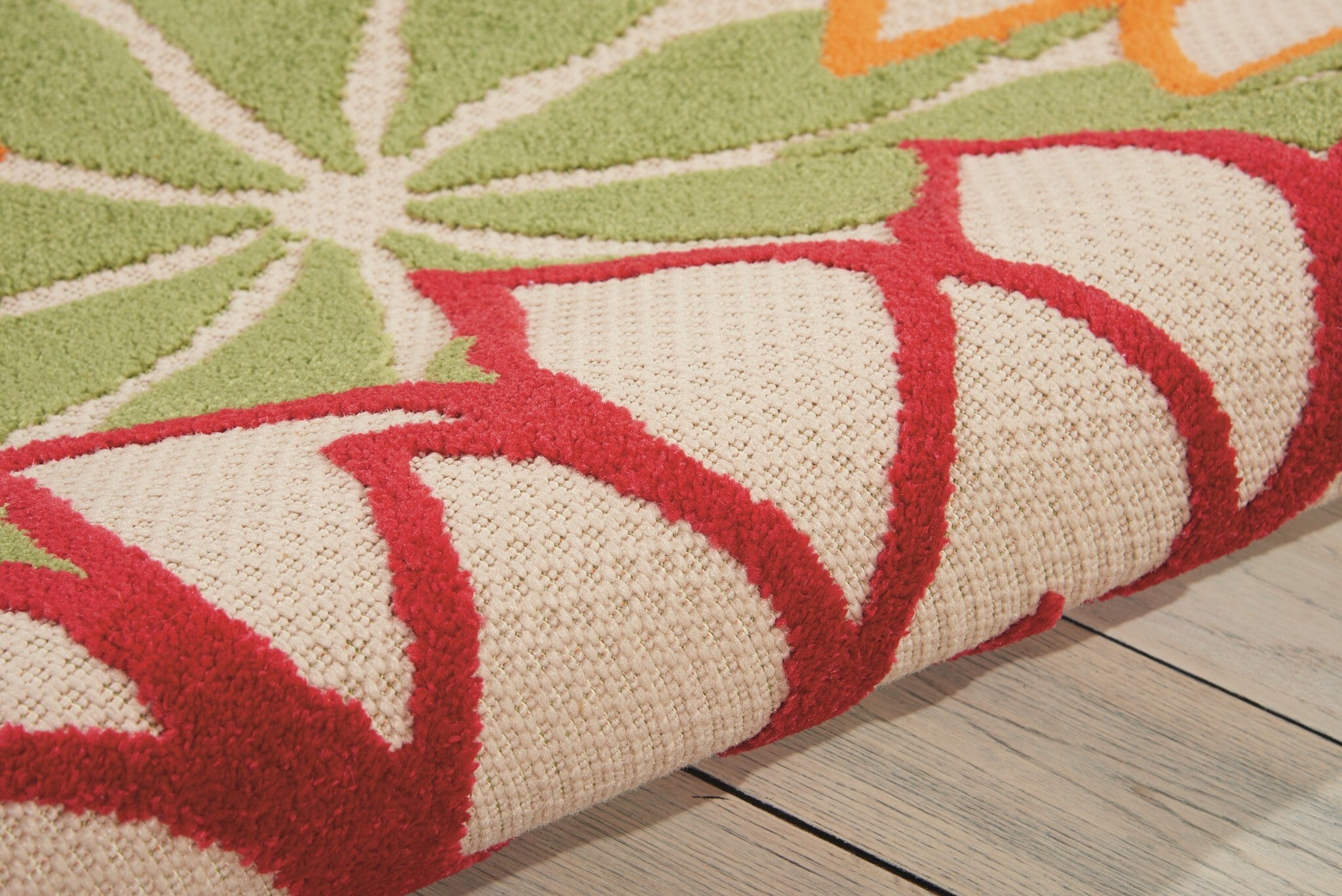 4' X 6' Green Floral Indoor Outdoor Area Rug
