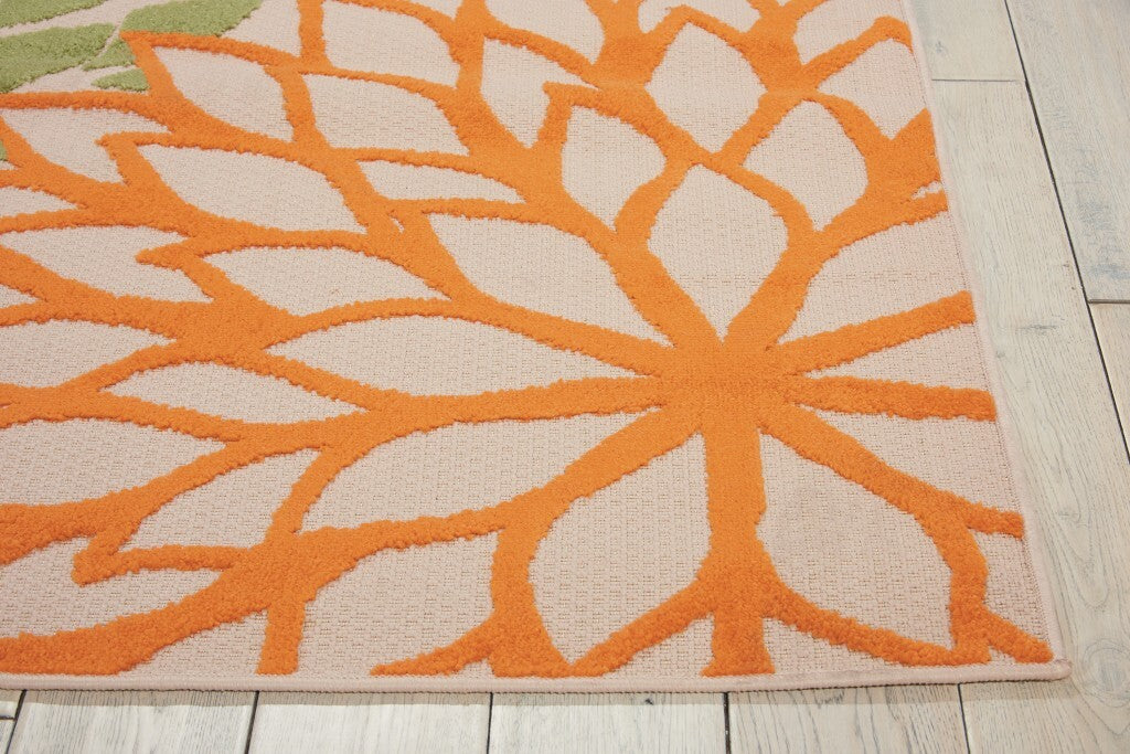 4' X 6' Green Floral Indoor Outdoor Area Rug