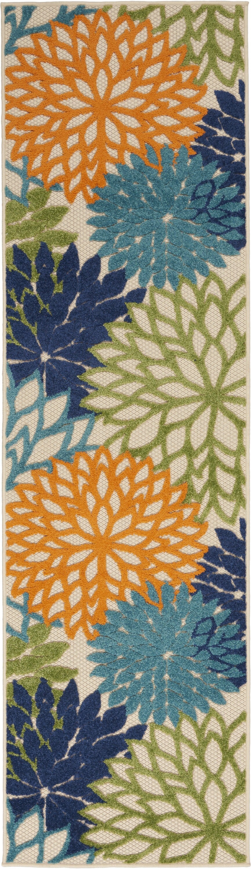 2' X 6' Orange Floral Outdoor Runner Rug