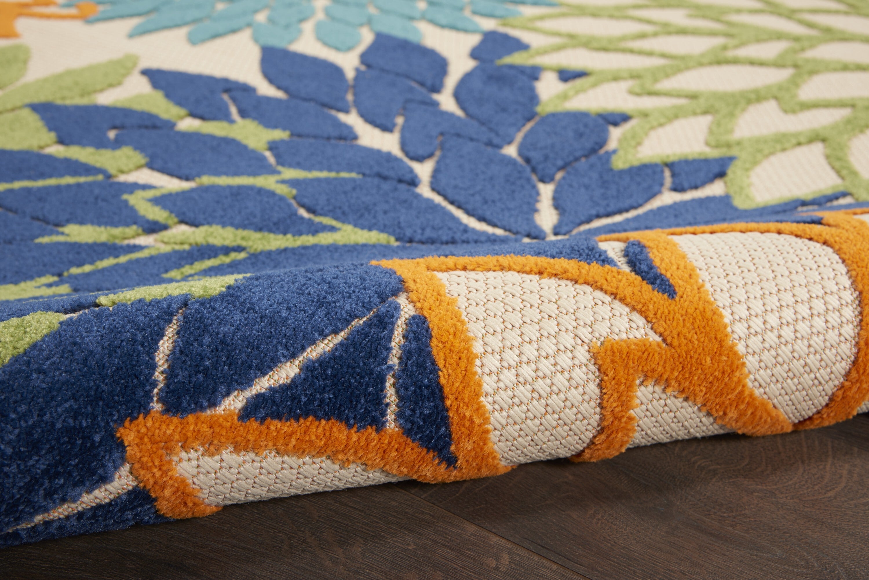 2' X 6' Orange Floral Outdoor Runner Rug
