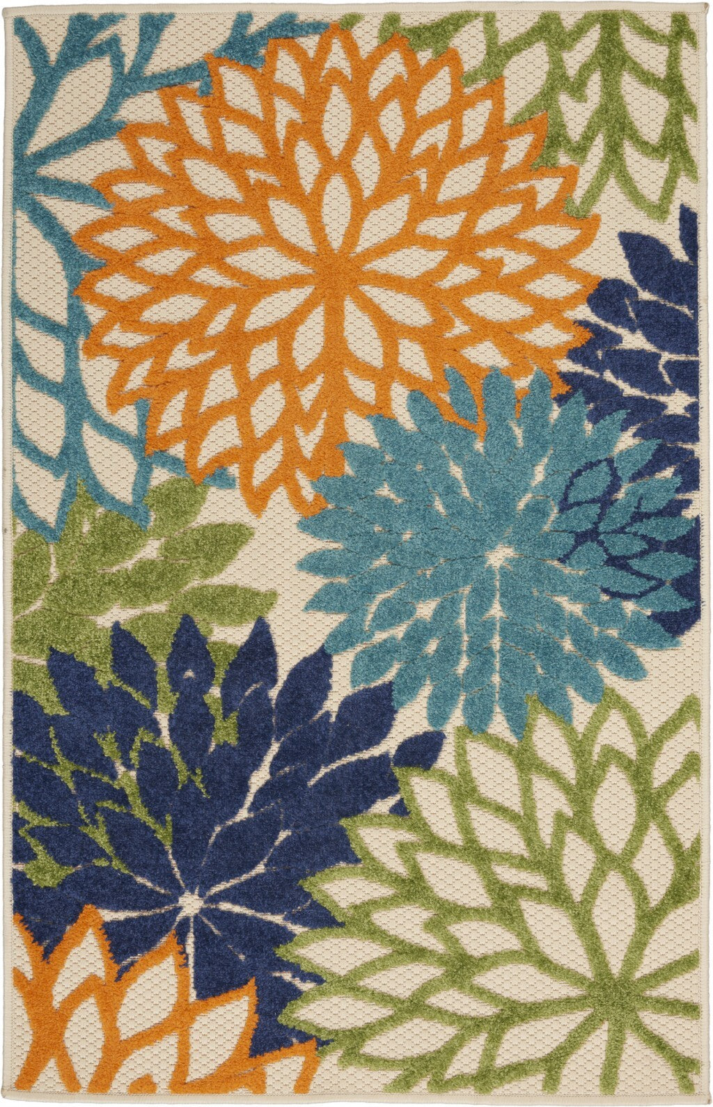 3' X 4' Orange Floral Outdoor Area Rug