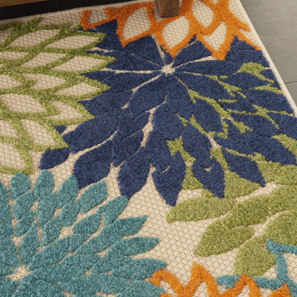 3' X 4' Orange Floral Outdoor Area Rug