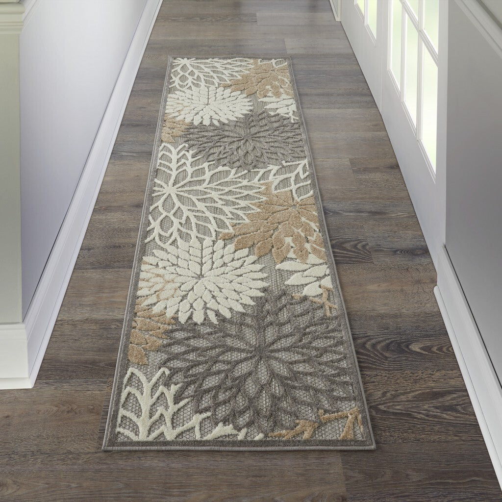 2' X 6' Natural And Gray Indoor Outdoor Runner Rug