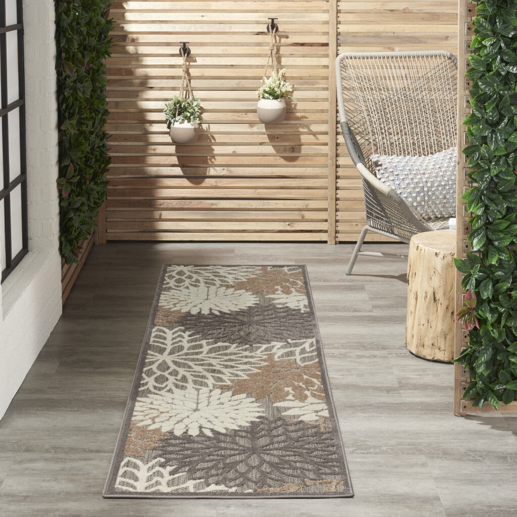 2' X 6' Natural And Gray Indoor Outdoor Runner Rug