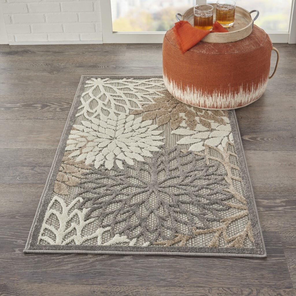 3' X 4' Natural And Gray Indoor Outdoor Area Rug