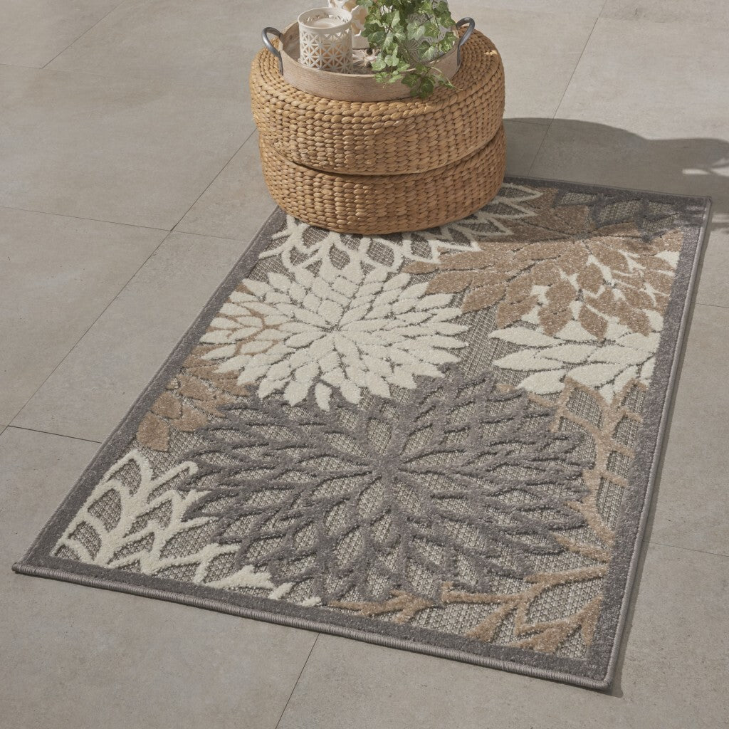 3' X 4' Natural And Gray Indoor Outdoor Area Rug