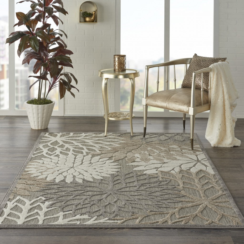 4' X 6' Natural And Gray Indoor Outdoor Area Rug