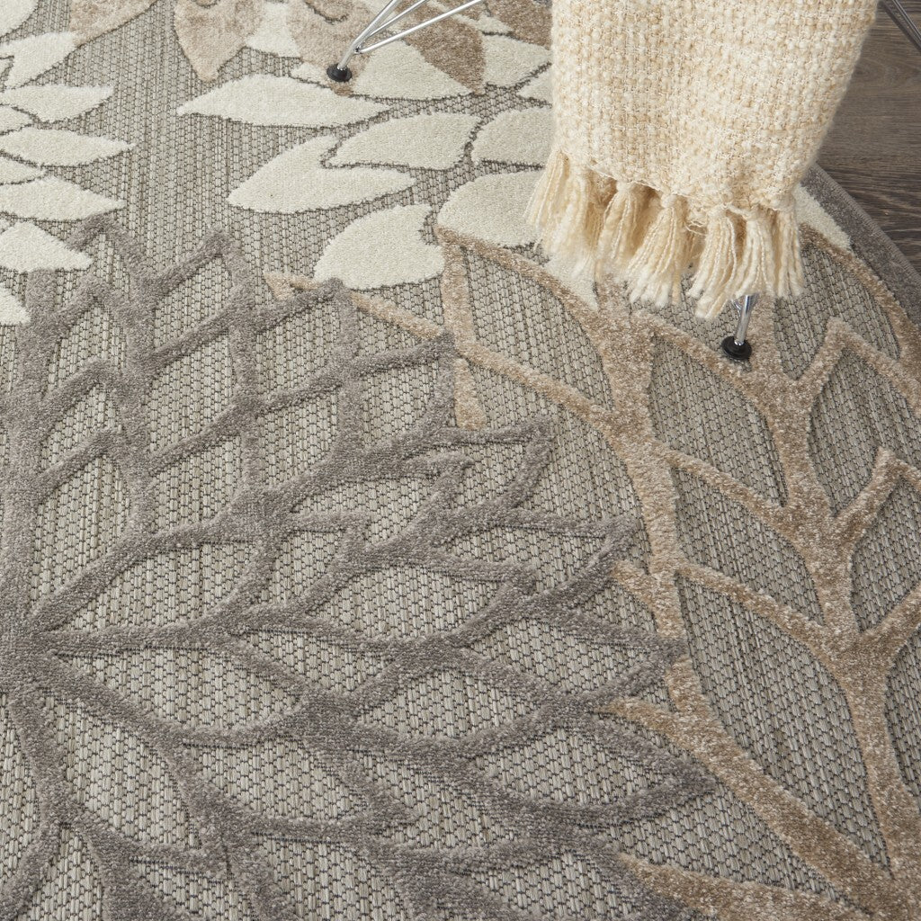 4' Round Natural And Gray Indoor Outdoor Area Rug