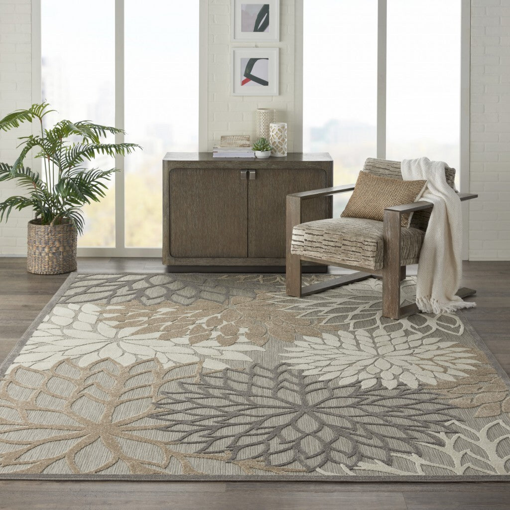 7' X 10' Natural And Gray Indoor Outdoor Area Rug
