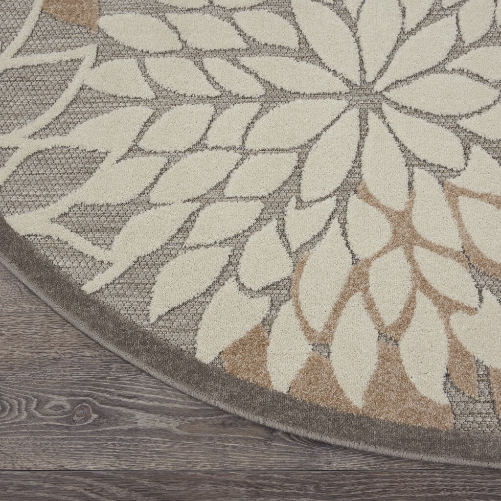 8' Round Natural And Gray Indoor Outdoor Area Rug