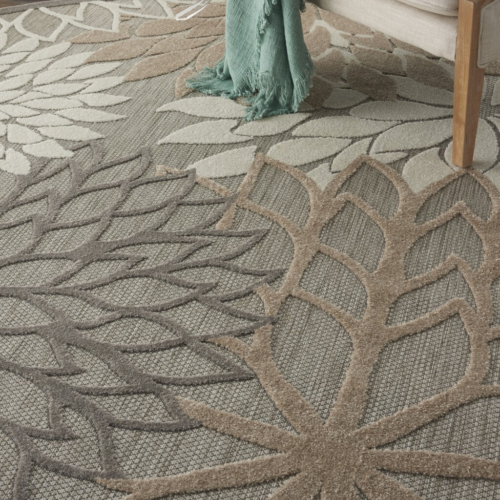8' Round Natural And Gray Indoor Outdoor Area Rug