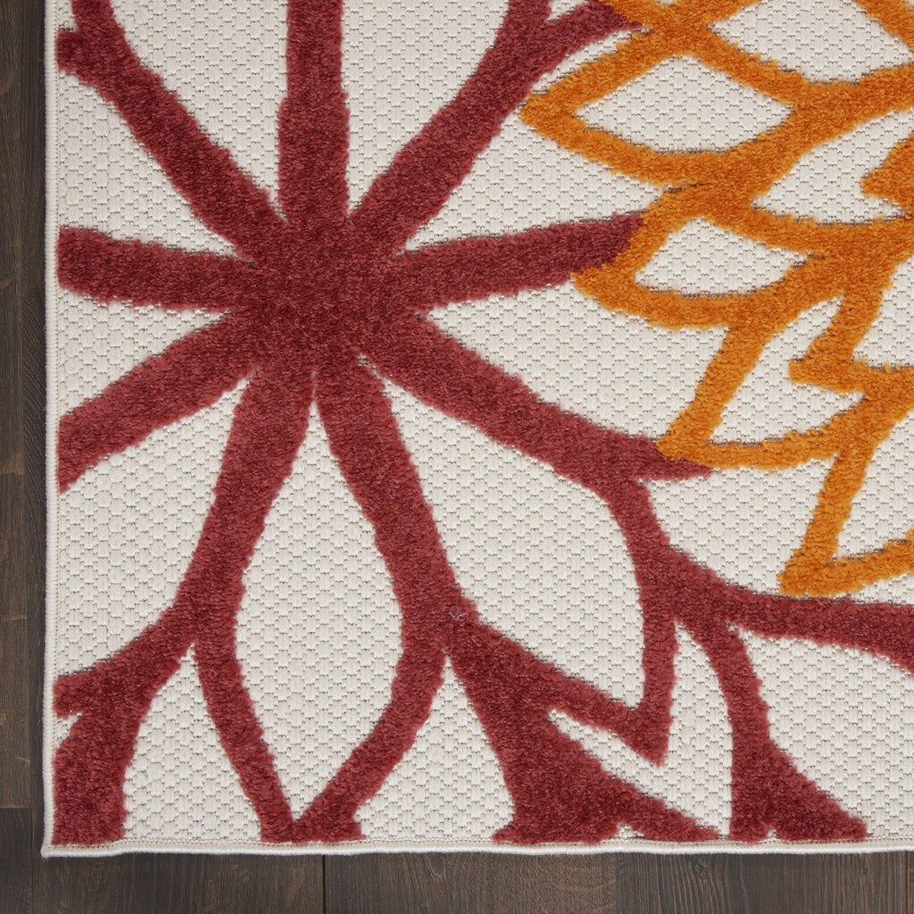4' X 6' Red Warm Harvest Indoor Outdoor Area Rug